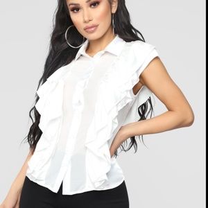 White Ruffle Blouse